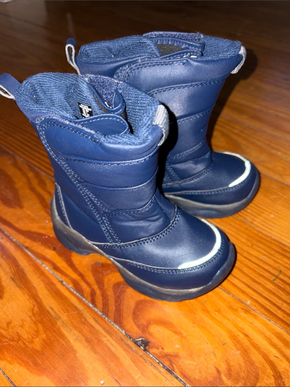 Lands' End Navy Kids' Snow Boots with Reflective Trim